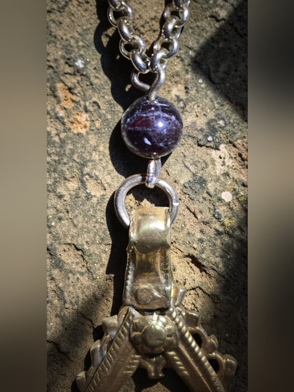 Vintage Afghan Pendant Necklace w/ Almandine Garnets - Picture 5 of 5